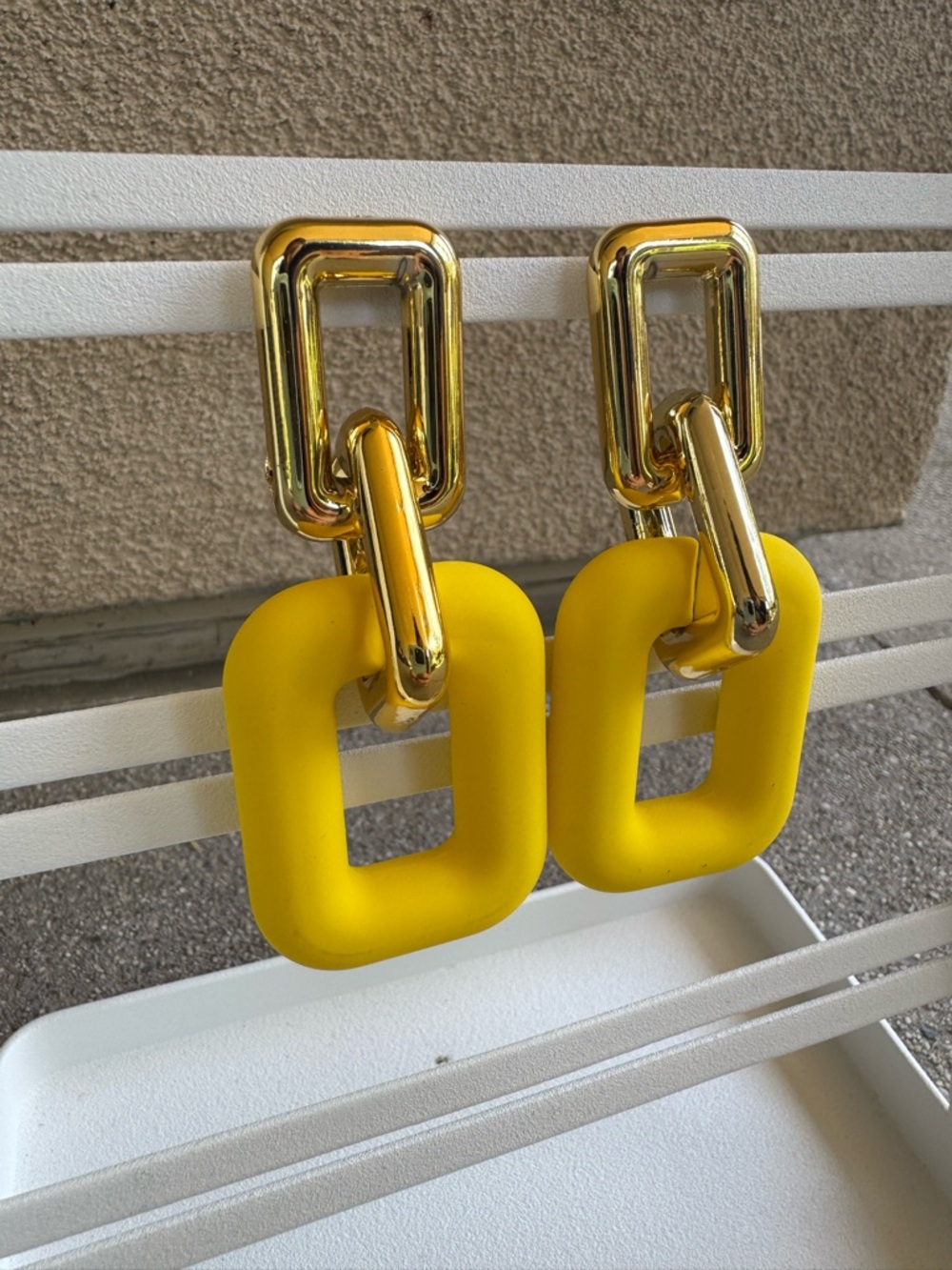 Gold & Yellow Geometric Drop Earrings - Women Accessories